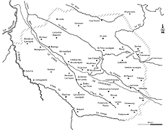 Fig. 1 : Cadre historique du Lauragais (d'aprs J. Odol, 1995) - Cliquer pour agrandir