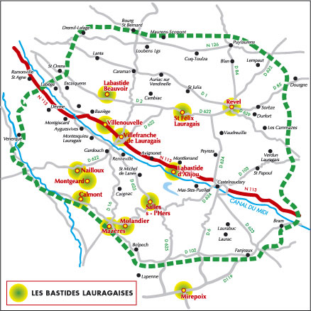 Carte des bastides lauragaises