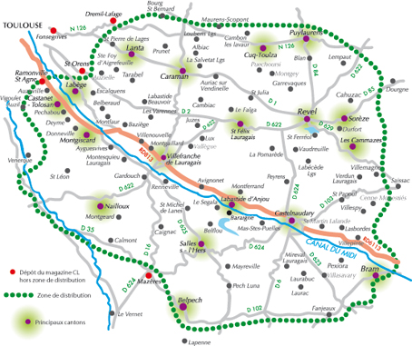 Couleur Lauragais est édité chaque mois à 61 000 ex-emplaires et distribué sur une grande partie du territoire du Lau-ragais via Media-post. Cette distribution est complétée par des dépôts au sein de mairies et d’offices de tourisme.