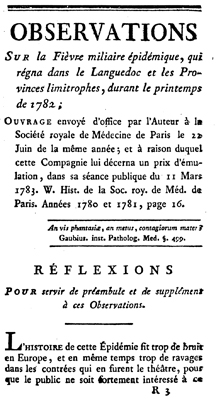 Observations sur la fièvre miliaire épidémique