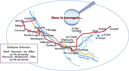 Carte chemin Compostelle Lauragais