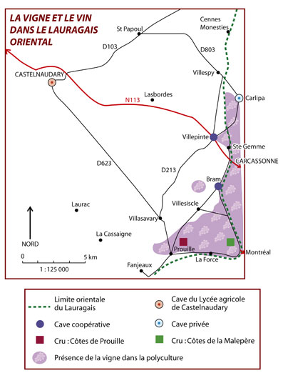 Plan de la vigne et du vin dans le Lauragais  oriental
