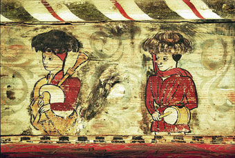 Les peintures du plafond datant du XVe s. du château de Capestang