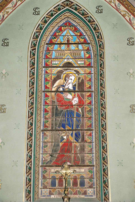 Vitrail représentant le pélerin St Jacques, église d'Avignonet Lauragais