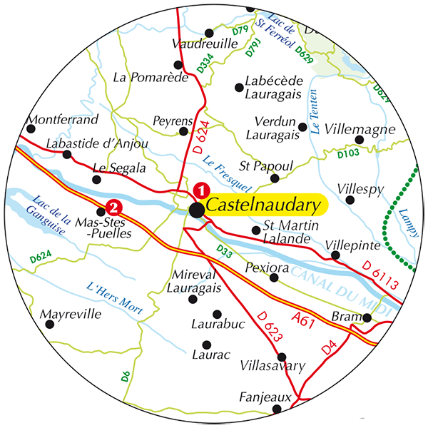 autour de Castelnaudary carte